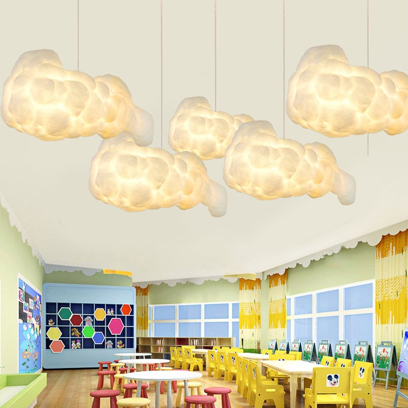Custom Decorative Cloud Chandelier for Children's Bedrooms Factory Wholesale for Shopping Malls Hotels Remote Control