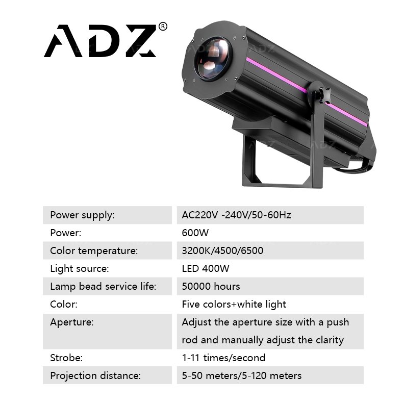 ADZ 600W Wedding Stage Event LED DMX Follow Spot Light Electronic Focus Wedding Show Holiday Stage Follow Spot Light