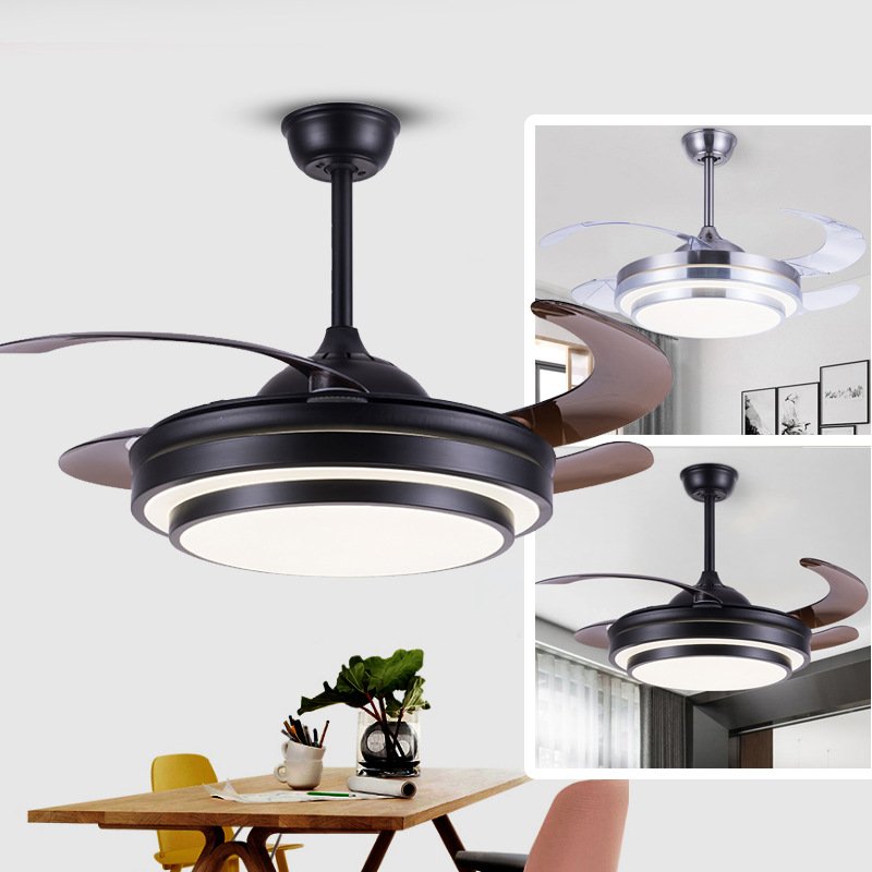 Acrylic Ceiling Fans Foldable LED Ceiling Fan Fancy Low Noise Retractable Dimmable Led ABS Blades Ceiling Fan