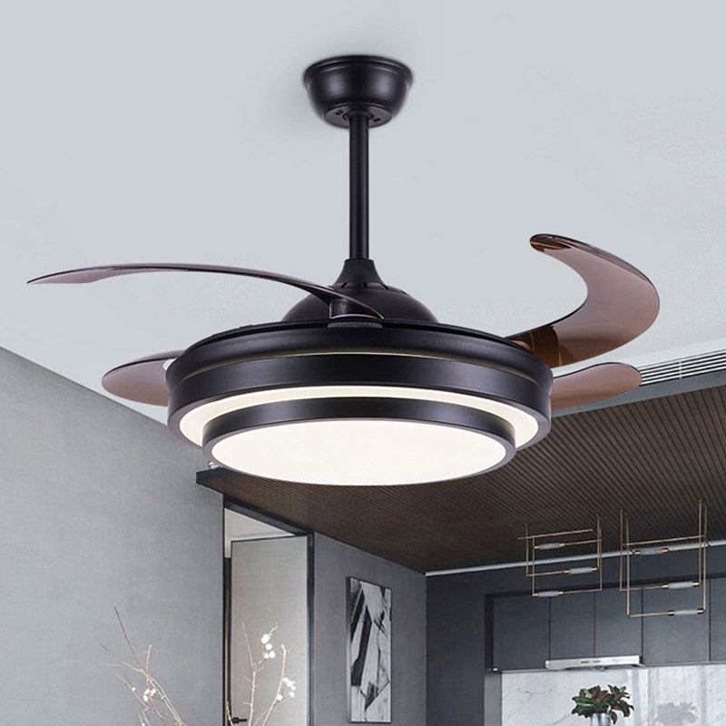 Acrylic Ceiling Fans Foldable LED Ceiling Fan Fancy Low Noise Retractable Dimmable Led ABS Blades Ceiling Fan