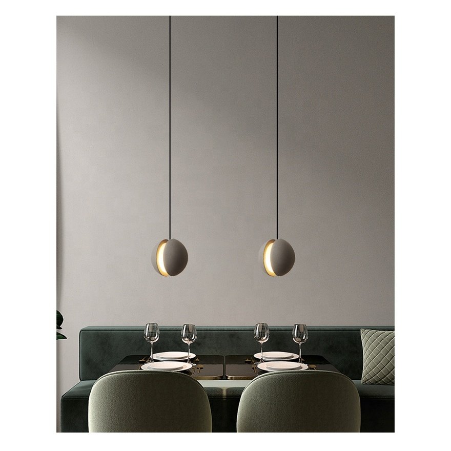 New Wholesale Interior Decoration Gray Cement Concrete Ball LED Hanging Lighting Nice Pendant for Residential House Lamp 12 90