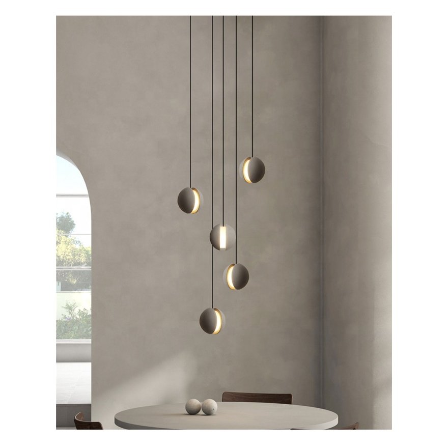 New Wholesale Interior Decoration Gray Cement Concrete Ball LED Hanging Lighting Nice Pendant for Residential House Lamp 12 90