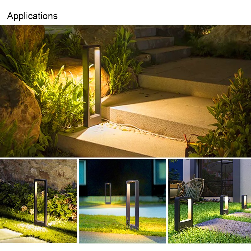 Hofoled 60cm 80cm Waterproof Solar Garden Light Landscape Pathway Highlight Modern LED Bollard Post Light Outdoor LED Lawn Light