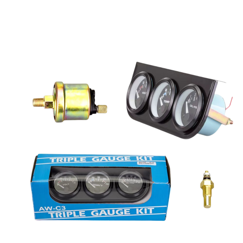 Racing Modified Car 52MM 3 in 1 Oil Temp Gauge Water Temp Oil Pressure Gauge Car Meter Triple Gauge Kit With Sensors