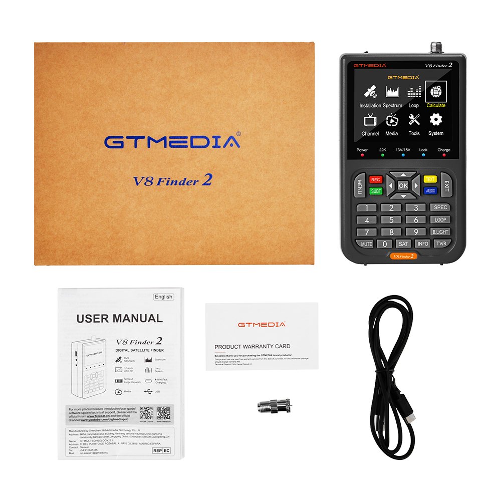 TD- GTMEDIA V8-Finder 2 DVB S2X S2 S Handheld Meter Type C Charger HD Display Signal Sat Locator Satellite Finder