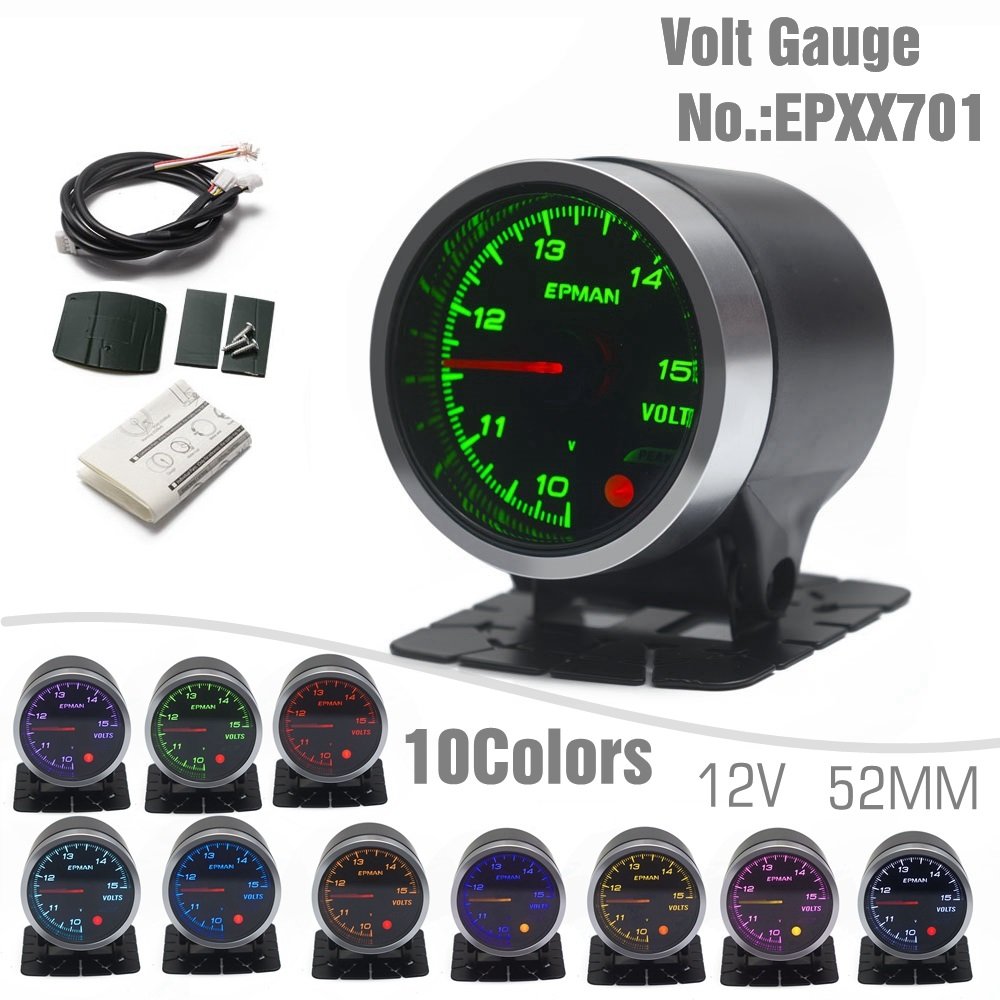 EPMAN 2" 52mm Car Boost Meter Oil Pressure Water Temperature Tachometer RPM Volt Gauge Auto EXT EGT Meter EPXX700