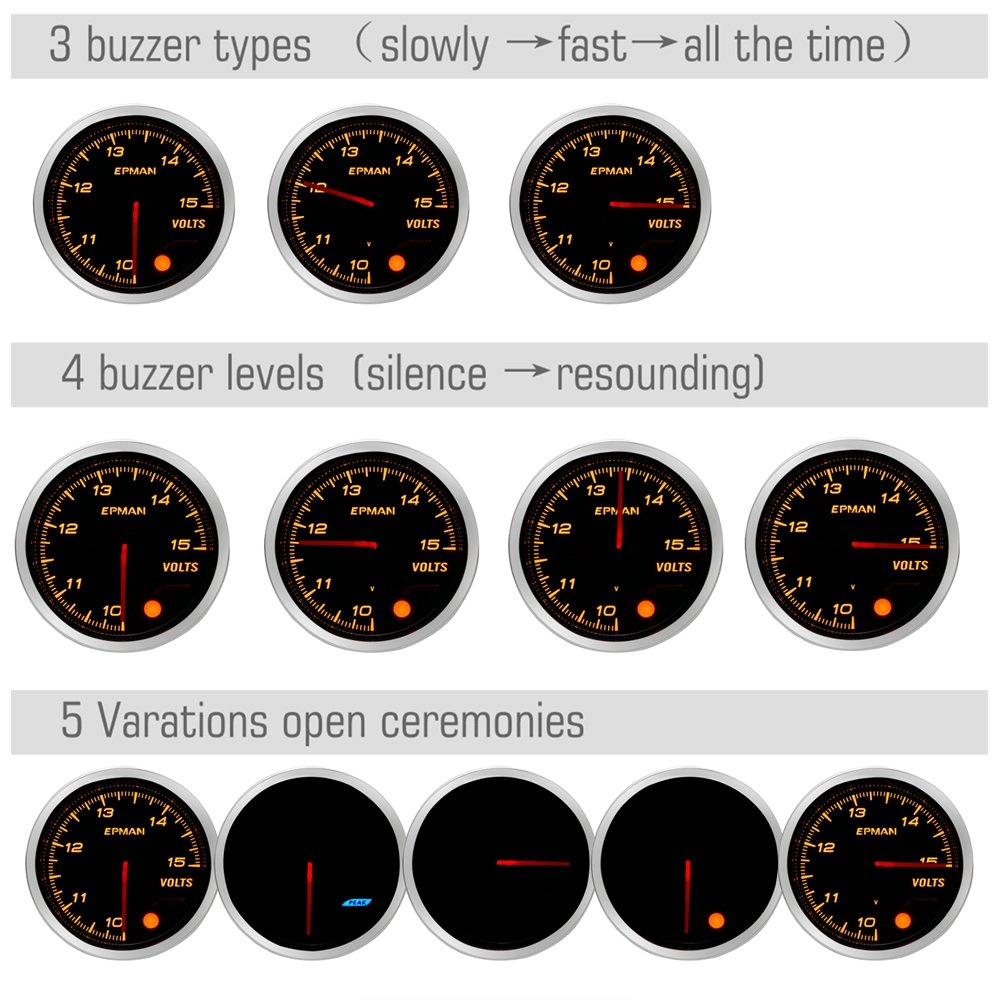 EPMAN 2" 52mm Car Boost Meter Oil Pressure Water Temperature Tachometer RPM Volt Gauge Auto EXT EGT Meter EPXX700