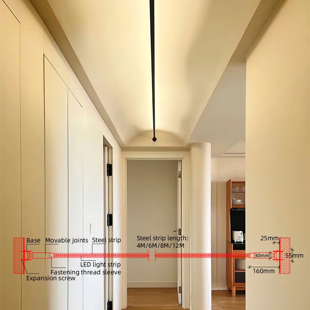 8m Versatile Aluminium LED Strip Profile for DIY Installation on Ceilings Walls or Vertically Between Floor and Ceiling