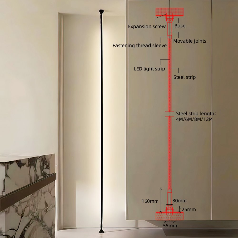 8m Versatile Aluminium LED Strip Profile for DIY Installation on Ceilings Walls or Vertically Between Floor and Ceiling