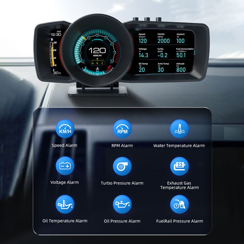 English Version A600/ap-7 OBD2 Gauge Digital Turbo boost Oil Pressure Temperature for Car Afr RPM Fuel Level Speed EXT Oil Meter