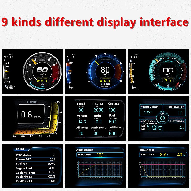 English Version A600/ap-7 OBD2 Gauge Digital Turbo boost Oil Pressure Temperature for Car Afr RPM Fuel Level Speed EXT Oil Meter