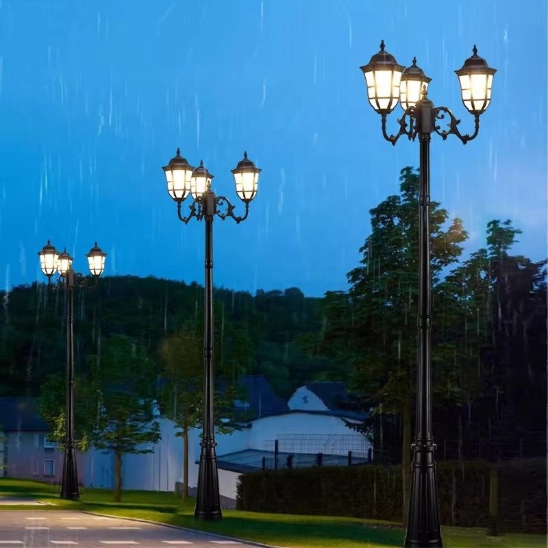 Factory Low-priced Customized Pillar Lawn Lamp Garden LED Bold Light 3000K/4000K Three Head Luminous Outdoor Garden Solar Lamp