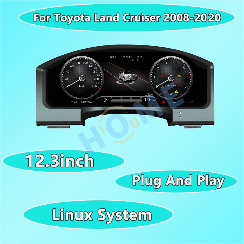 12.3 Inch Speedometer New Digital Instrument Cluster For TOYOTA LAND CRUISER 2008-2020 Car Dashboard LCD Display Screen Linux