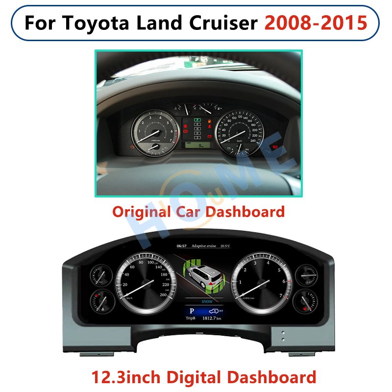 12.3 Inch Speedometer New Digital Instrument Cluster For TOYOTA LAND CRUISER 2008-2020 Car Dashboard LCD Display Screen Linux