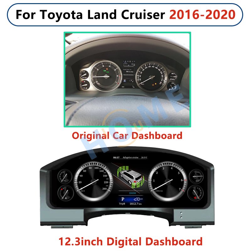12.3 Inch Speedometer New Digital Instrument Cluster For TOYOTA LAND CRUISER 2008-2020 Car Dashboard LCD Display Screen Linux