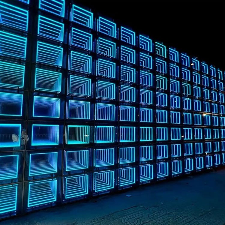Customized 3D Led Dance Floor Magnetic Wedding Party Infinity Mirror Floor Interactive Video Dancing Floor Glass Waterproof