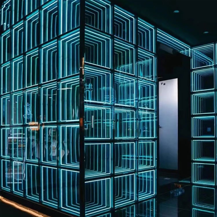 Customized 3D Led Dance Floor Magnetic Wedding Party Infinity Mirror Floor Interactive Video Dancing Floor Glass Waterproof