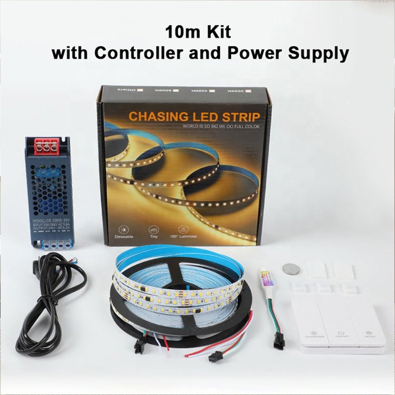 Flow Water Chasing Linear Light Remote Control 24V Running Water Flowing LED Strip Light for Home House Room Indoor Decor