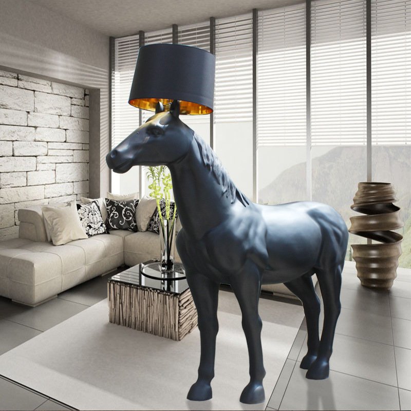 High Quality Nordic Industrial Custom E27 Bulb Metal Standing Floor Light Indoor Decor Horse Designer Led Floor Lamp