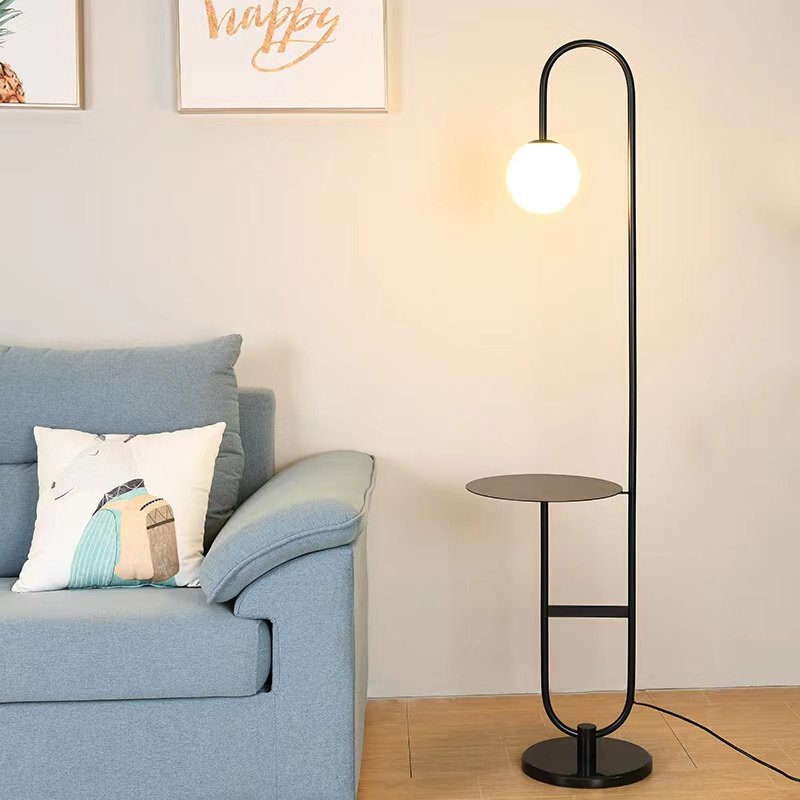 Luxury Nordic Modern Gold Designer Marble Coffee Table Metal Corner Light Standing Led Floor Lamps With Shelves for Living Room