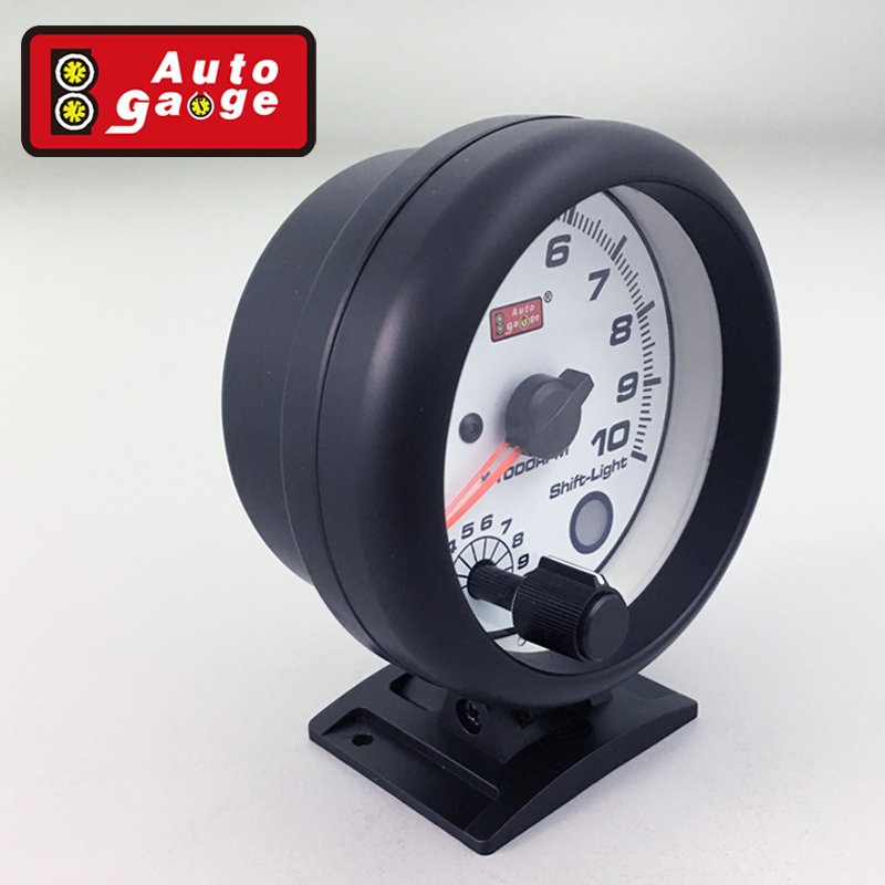 95 mm White LED RPM Tachometer Auto Meter With Smoke Stepper Gauge Display