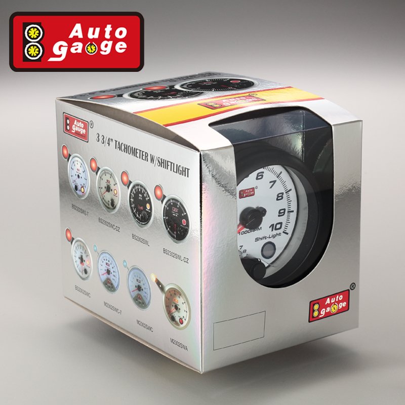 95 mm White LED RPM Tachometer Auto Meter With Smoke Stepper Gauge Display