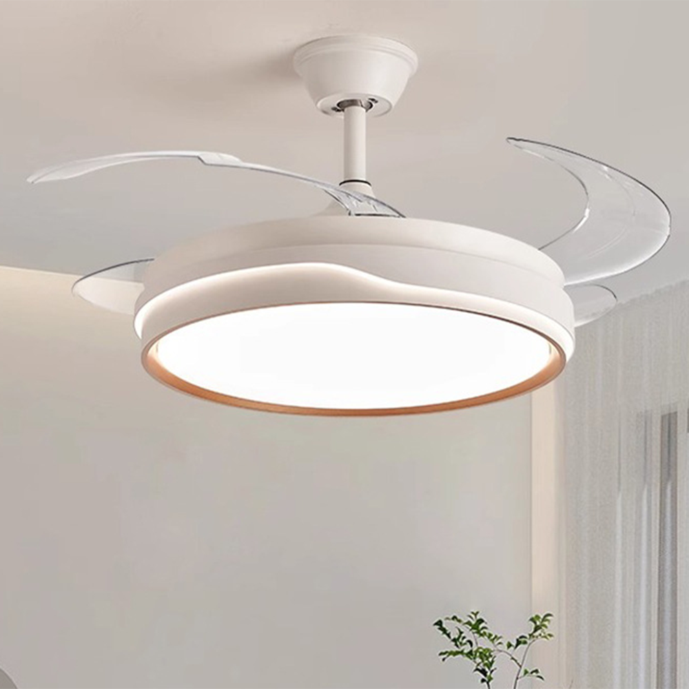 Tropical Smart Home Quiet Cool Wind Invisible ABS Blade White 52 Inch DC Motor Ceiling Fan Light