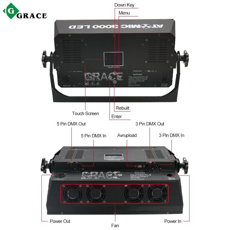 Grace Luces LED DMX Control Dj Club Party Light Atomic Strobe Stage Light