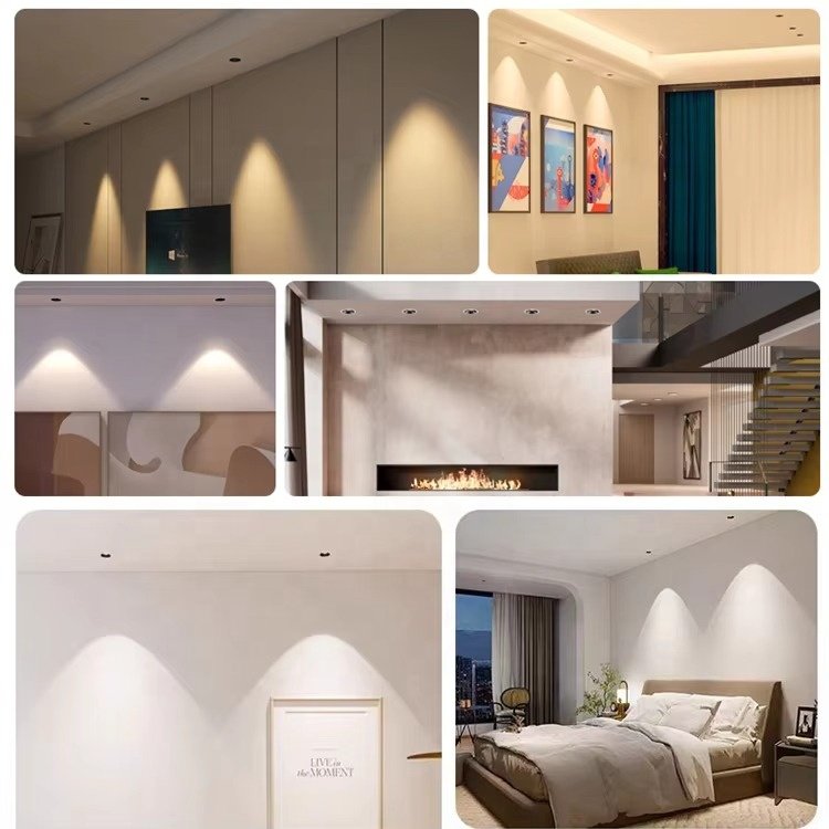 Indoor Frameless LED Wall Wash Anti Glare Spotlight 5W 9W 12W 20W Adjustable Ceiling Embedded Circular LED Tube Light