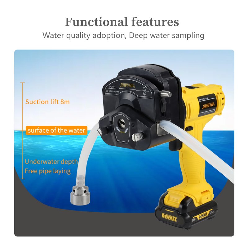JIHPUMP High Volume Peristaltic Pump Portable Auto Handle Sampler for Fluid Liquid Oil Water Air Milk Wastewater