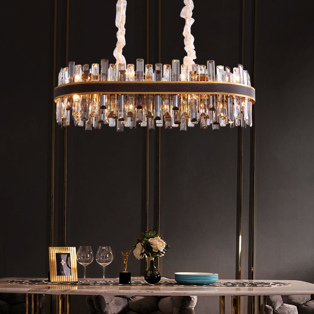 Decoration Pendant Lamp Hotel Living Room Steel Modern Led Luxury Ceiling Golden K9 Crystal Chandeliers