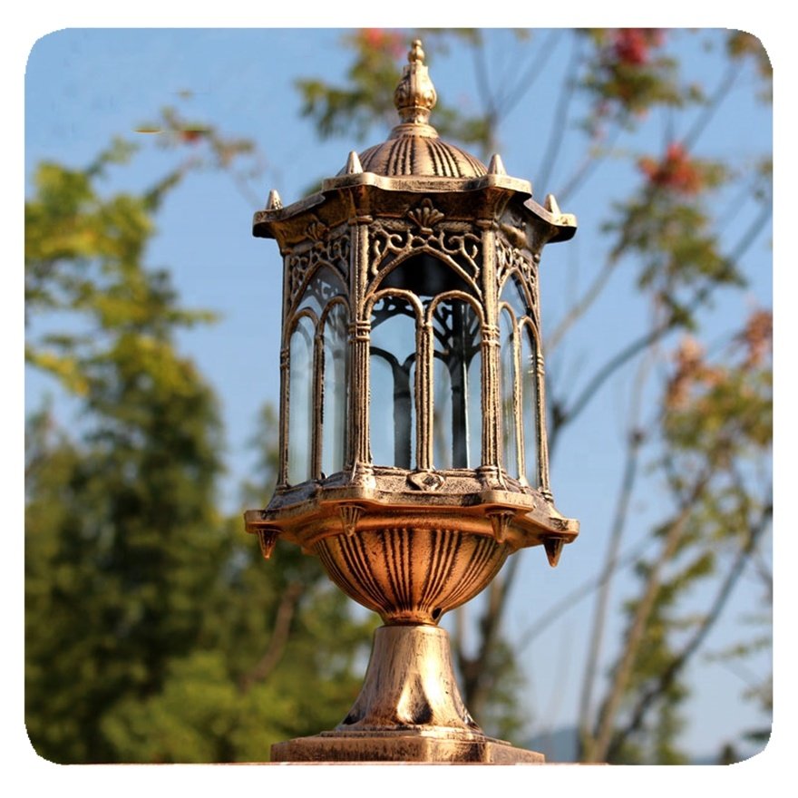New Retro Outdoor Lantern Lighting Rustproof Garden Pillar Lightswaterproofal Villa Corridor Fence Wall Exterior Patio Lamp LED