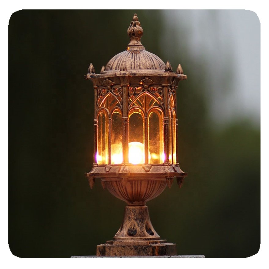 New Retro Outdoor Lantern Lighting Rustproof Garden Pillar Lightswaterproofal Villa Corridor Fence Wall Exterior Patio Lamp LED