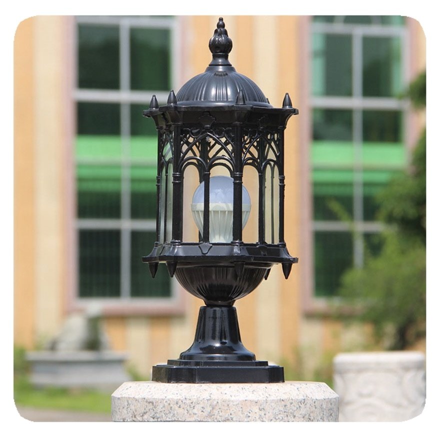 New Retro Outdoor Lantern Lighting Rustproof Garden Pillar Lightswaterproofal Villa Corridor Fence Wall Exterior Patio Lamp LED