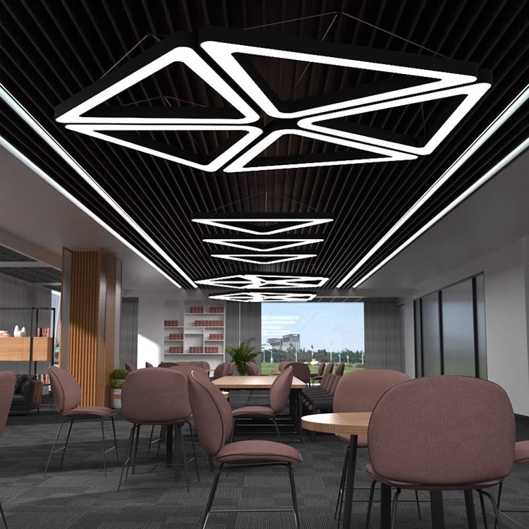 60/80/100/120cm Triangle Shape LED Ceiling Lamp Hanging Pendant Light for Supermarket Home Gymnasium School Classroom Library