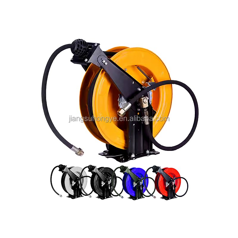 50Ft 5/16" Auto Retractable Retractable Pressure Washer Hose Reel 15M Steel Professional Power Wash Hose Reel for Water/Air/Oil