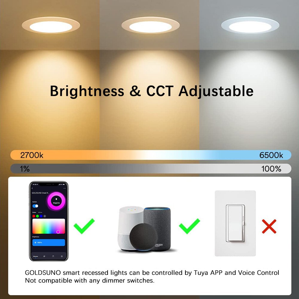 4 Inch/6 Inch Smart Downlight Tuya Air Tight Downlight Slim Panel Led Light