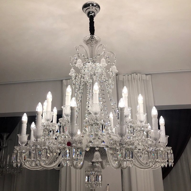 European Style Candle K9 Crystal Light Gold Crystal Chandelier for Villa Hotel Custom Luxury Chandelier
