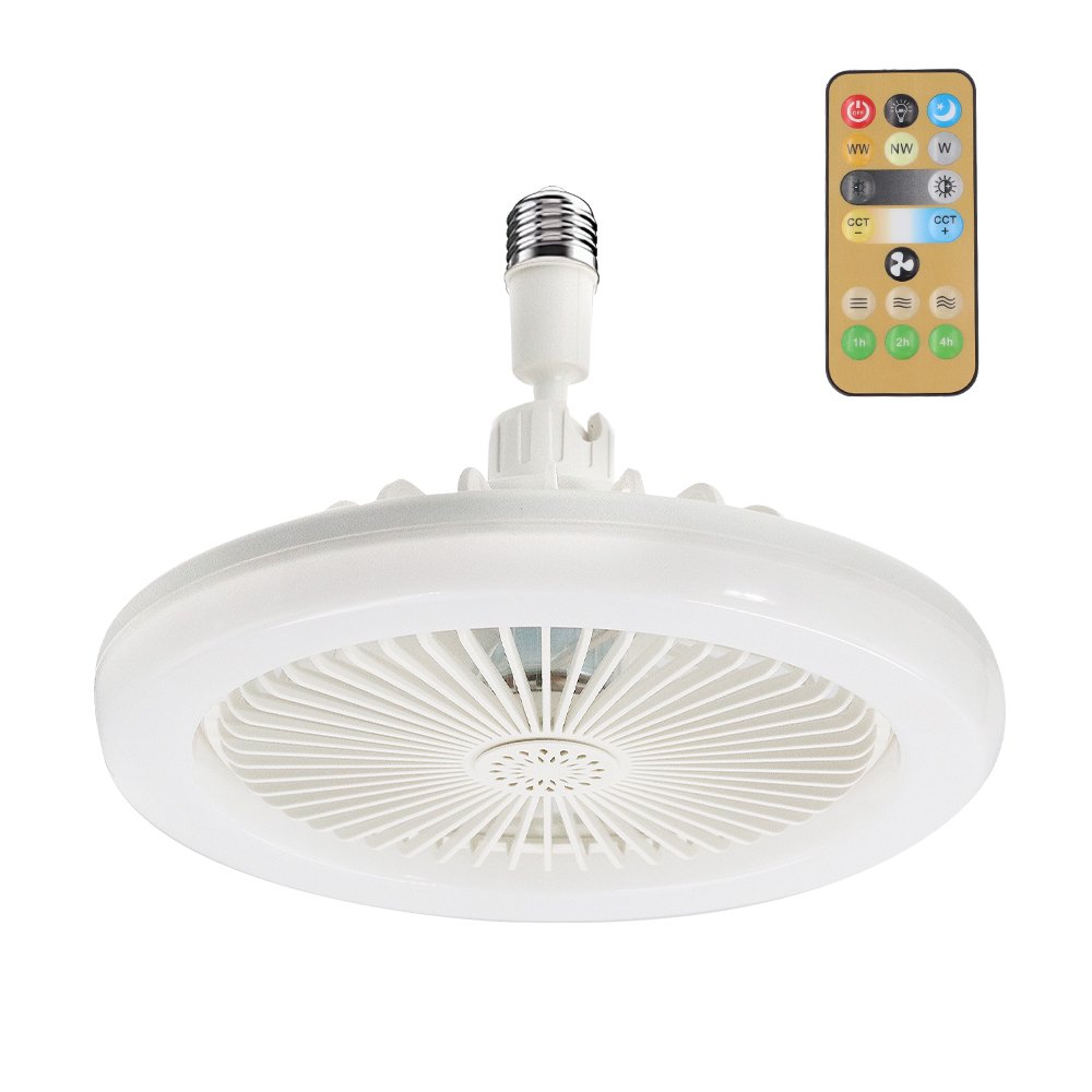 E27 Remote Control 360 Degree Rotation Fan Lamp with LED Lights Quiet Ceiling Fans Modern 80 ABS Home Office Floor Lamp