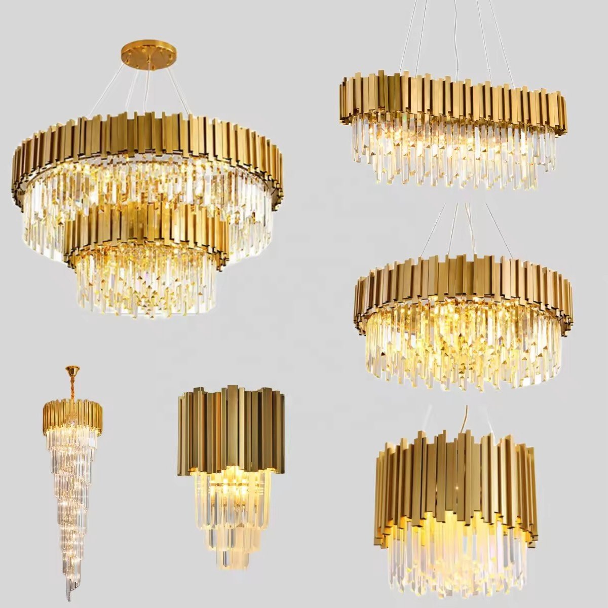 Large Indoor Luxury Living Room Pendant Light Round Gold Led Hanging Ceiling Lamp Home Decor Modern Crystal Chandelier