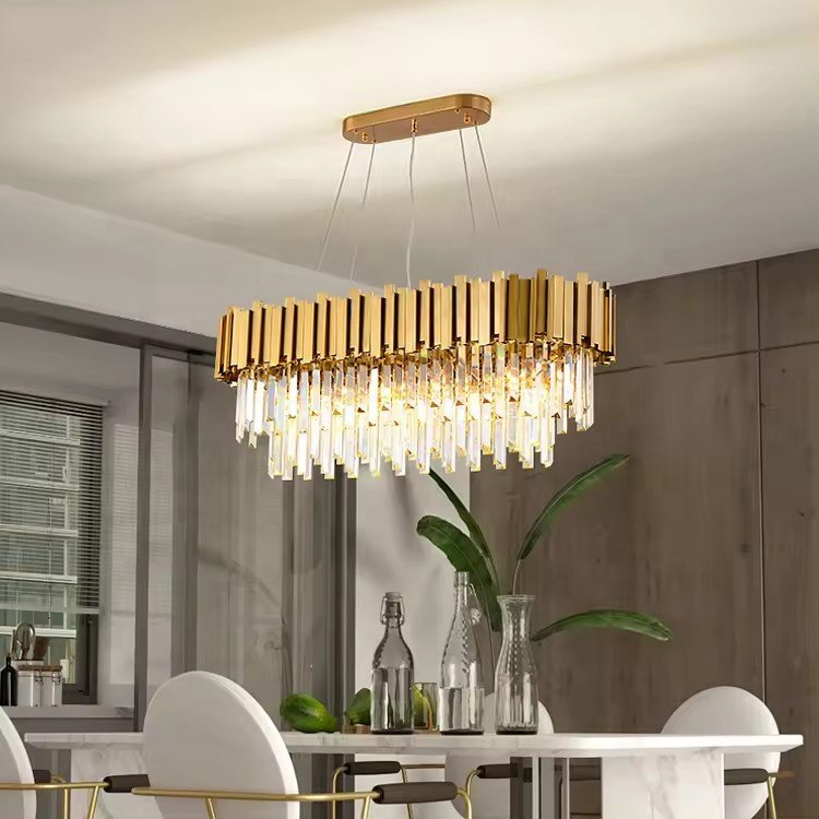 Large Indoor Luxury Living Room Pendant Light Round Gold Led Hanging Ceiling Lamp Home Decor Modern Crystal Chandelier