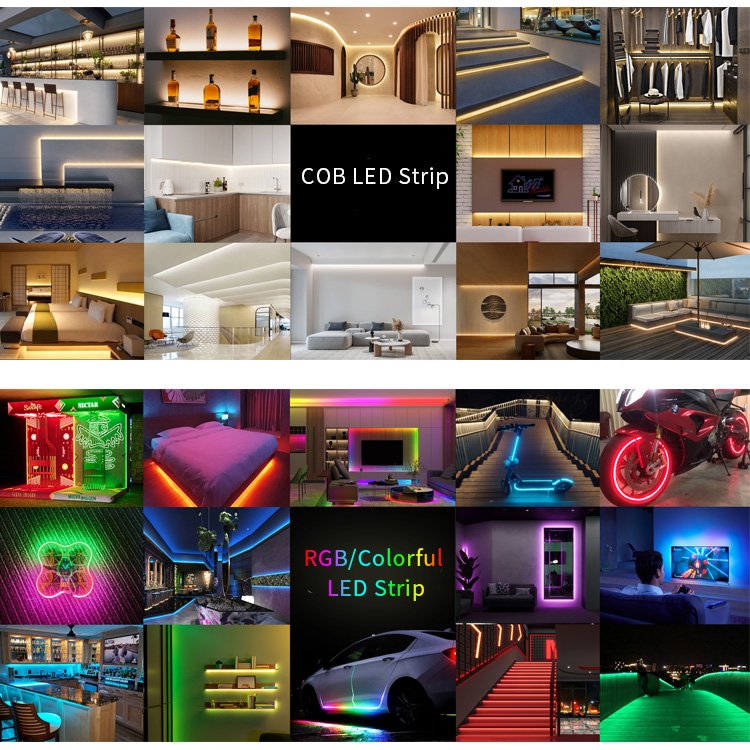 2.7mm Sensor Control 12v 6000k Flexible Mini Cut Light 2700k Cob Led Strip for Car Blue/Green/ Red/ Pink/Ice Blue LED Tape