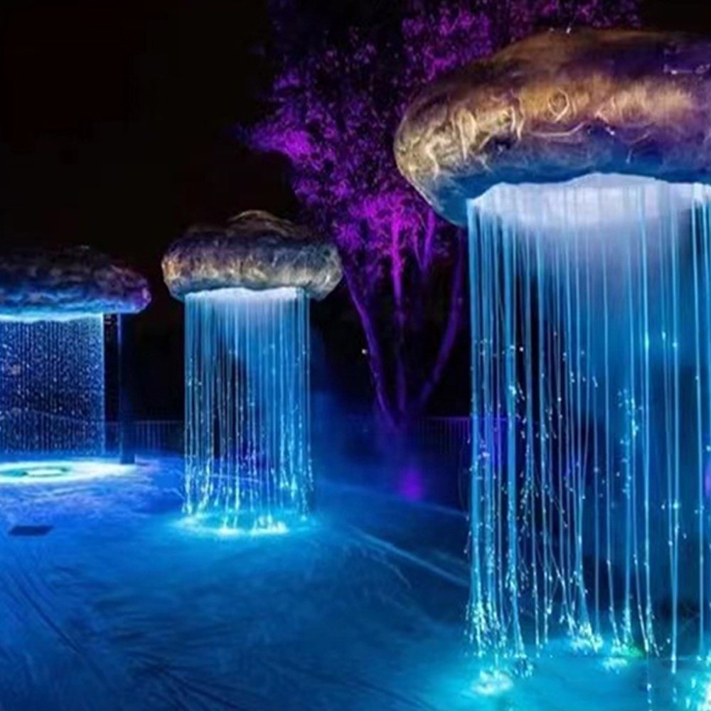 Curtain Cloud Water Curtain Induction Modelling Lamp RGB Colorful Mushroom Fiber Optic Light Outdoor Landscape Decorative Lights