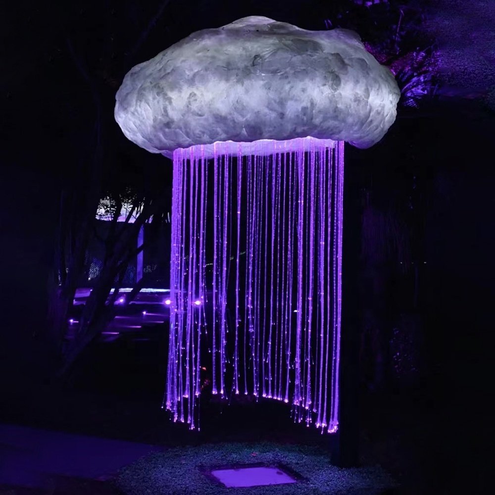 Curtain Cloud Water Curtain Induction Modelling Lamp RGB Colorful Mushroom Fiber Optic Light Outdoor Landscape Decorative Lights
