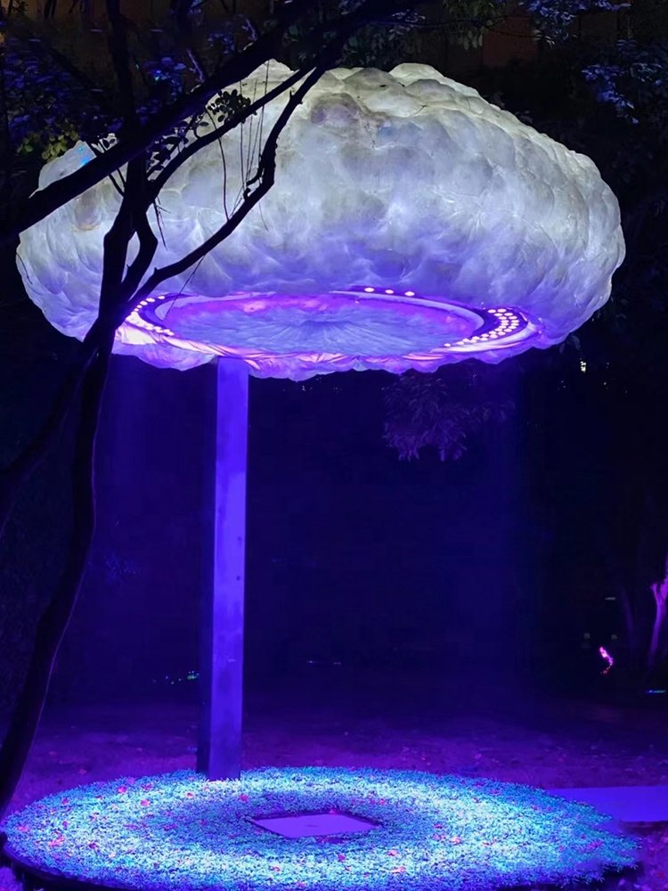 Curtain Cloud Water Curtain Induction Modelling Lamp RGB Colorful Mushroom Fiber Optic Light Outdoor Landscape Decorative Lights
