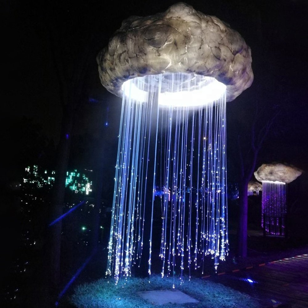 Curtain Cloud Water Curtain Induction Modelling Lamp RGB Colorful Mushroom Fiber Optic Light Outdoor Landscape Decorative Lights