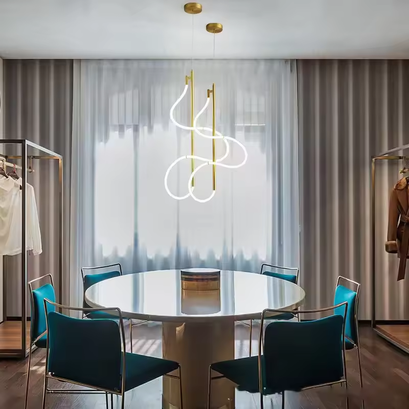 Silicone Hose Flexible Lamp Tube Fixtures Modern Dimmable Pendant Hanging Led Lights Lighting Chandelier
