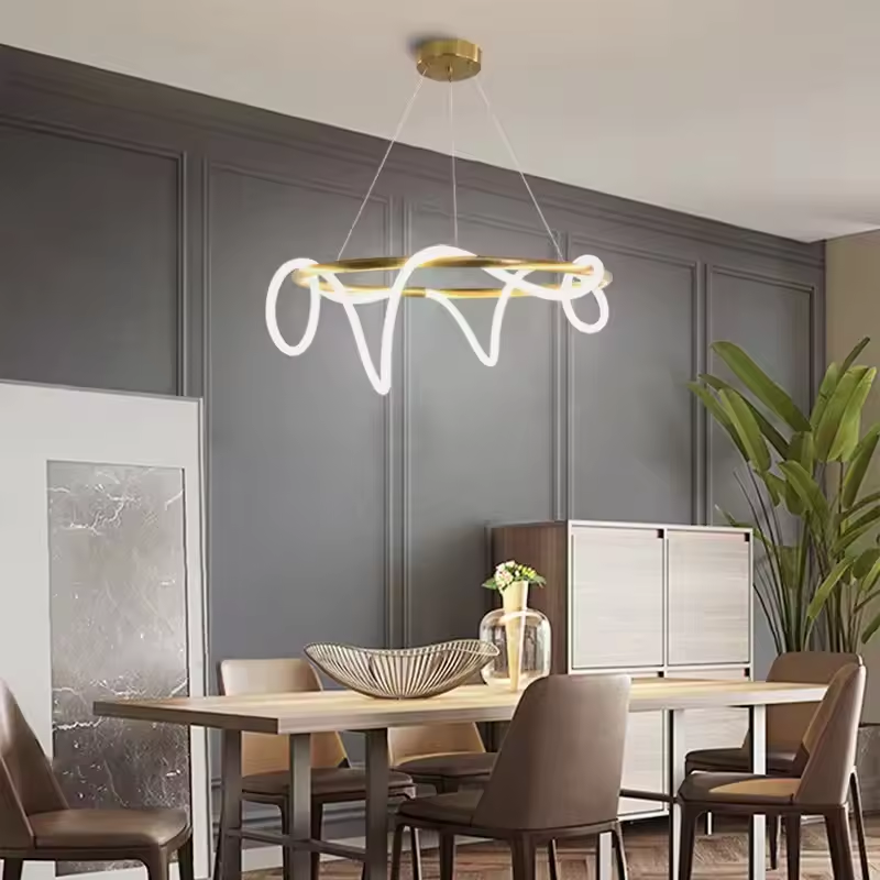 Silicone Hose Flexible Lamp Tube Fixtures Modern Dimmable Pendant Hanging Led Lights Lighting Chandelier