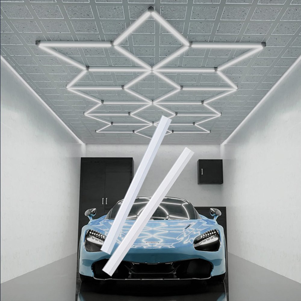 Honeycomb LED Lights 6500K Hexagon Garage Lights Wireless Splicing Energy Saving 14 Grid for Workshop Car Wash Room Gym