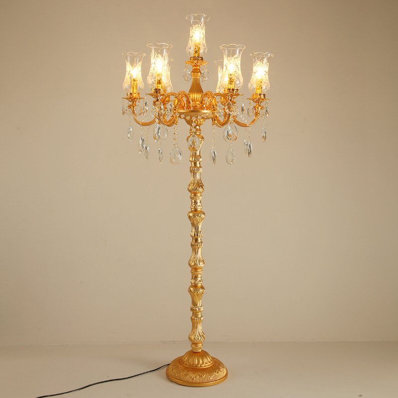 Modern Designer Decorative Corner Standing Unique Hotel Living Room Luxury Gold Vintage Glass Crystal Led Floor Lamps